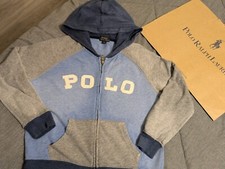 Polo By Ralph Lauren Boy's Blue Zip Up Hooded Jacket Size 6-EUC