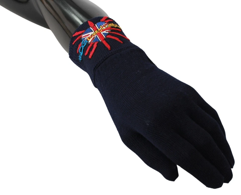 Guantes Dolce & Gabbana Lana Azul #DGLovesLondon Mitón Bordado PVP $400 Foto 3 de 4