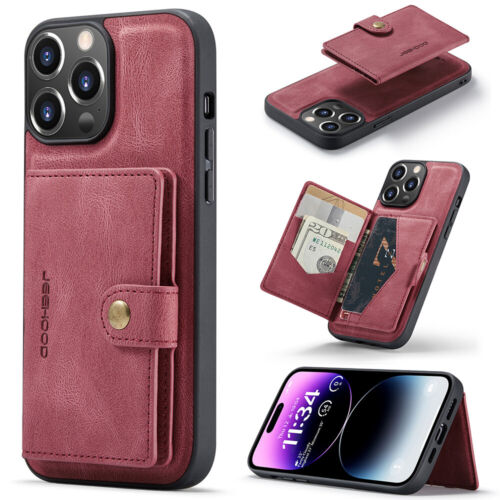 Custodia telefono in pelle portafoglio magnetico rimovibile per iPhone - Foto 17 di 17