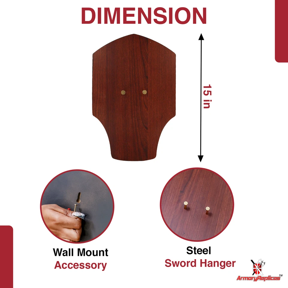 Placa de exhibición de pared de grano de madera | Hermoso soporte para cuchillo espada medieval rojo cereza Foto 2 de 4