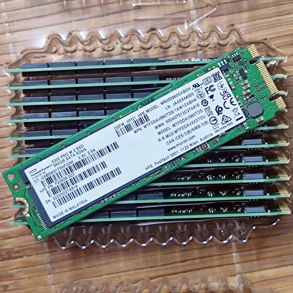 MICRON 5300 PRO 960GB M.2 2280 SSD ST HPE P20608-003 6Gb/s RI MR000960GXBGK - Image 2 of 4