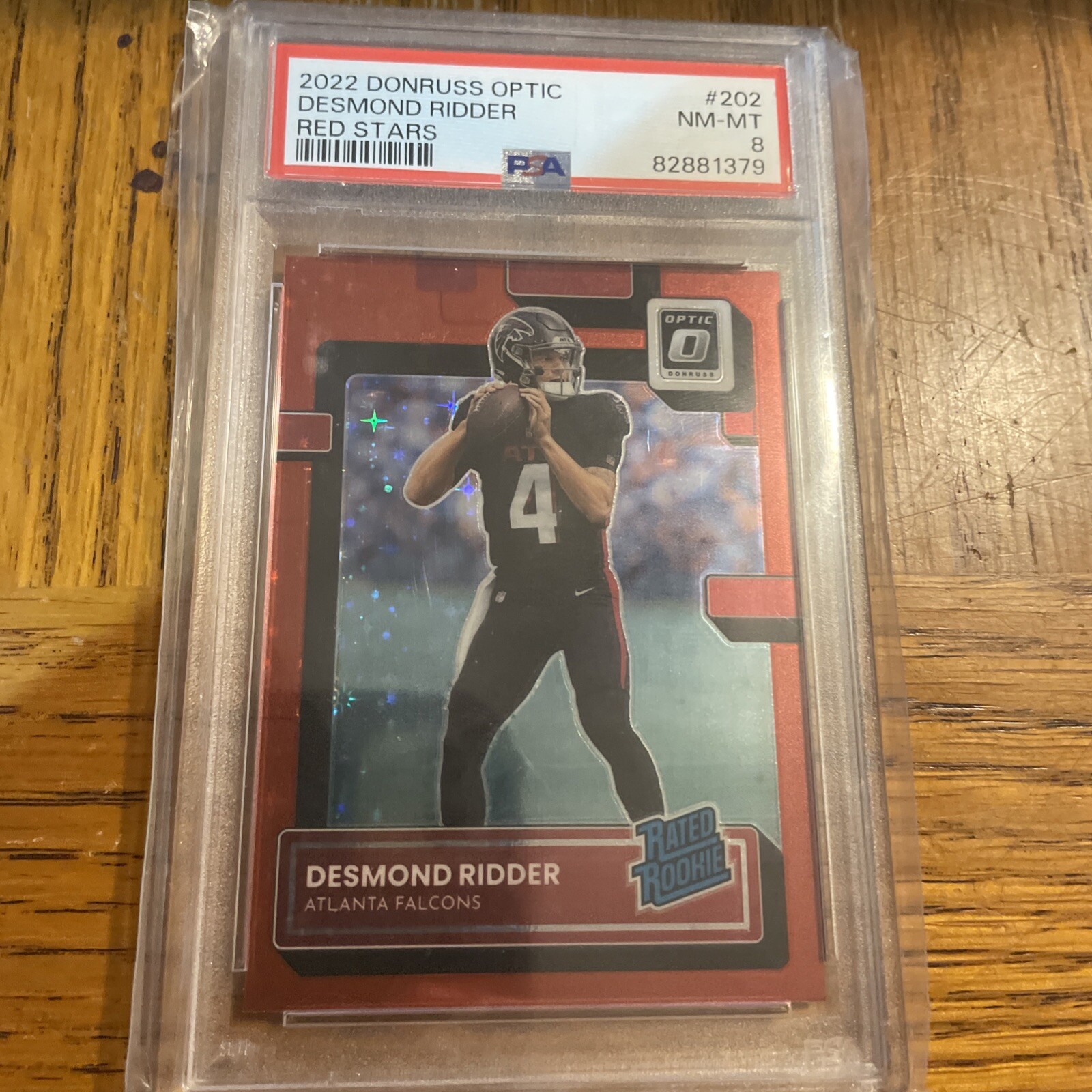 Desmond Ridder PSA 8 2022 Optic Red Stars #202 Rated Rookie Las Vegas QB pop 2
