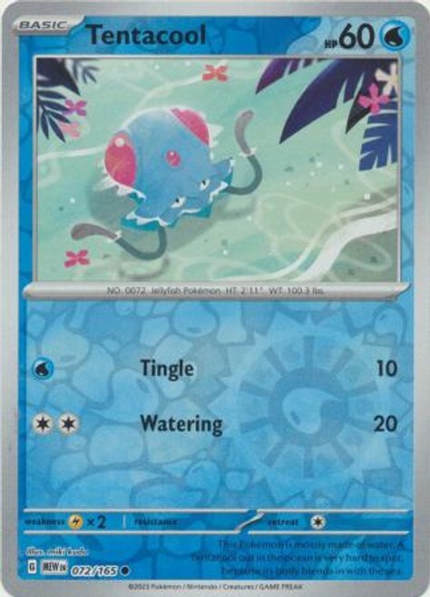 Tentacool 072/165 Reverse Holo MEWen 151 English Pokemon Card - NM