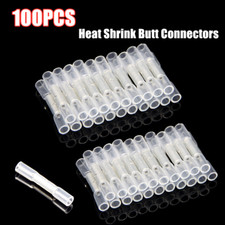 100PCS AWG26-24 Heat Shrink Wire Splice Butt Connector Waterproof Crimp Terminal
