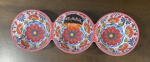 IL MULINO MELAMINE 3 Part DIP SERVING BOWLS Spanish Tile NEW!!! Floral Medallion - Picture 3 of 4