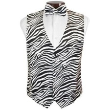 Bold Zebra Tuxedo Vest and Tie Set
