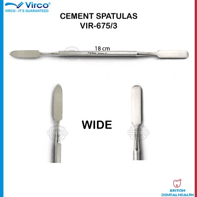 VIRCO UK NEW DENTAL CEMENT SPATULA WAX AMALGAM MIXING SPATULA WIDE GERMAN STAINLESS
