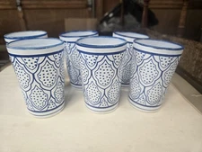 Set Of 6 Moroccan Hand Painted  Tea Glasses