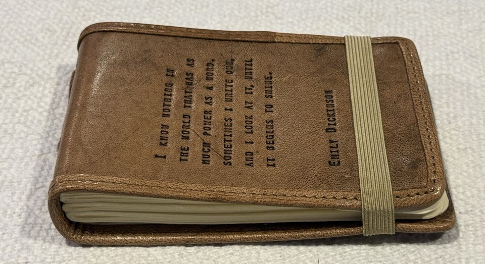 SUGARBOO LEATHER Bound JOURNAL 4”x 6” w/HANDMADE Paper EMILY DICKINSON ...