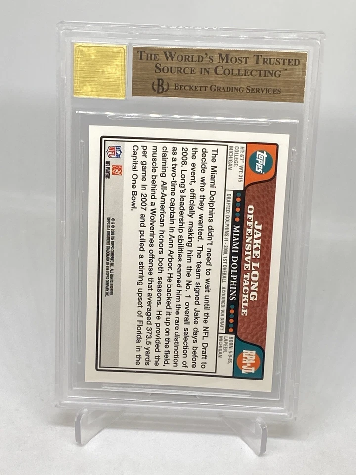 2008 Topps Rookie Premiere Auto RC Jake Long AUTOGRAPH BGS 9.5 GEM MINT POP 29 - Image 4 of 4