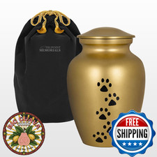 Trupoint Memorials Small Pet Urn for Dogs and Cats Ashes, Paws Print Gold Cremat