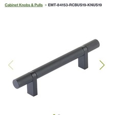 Lot Of 7 Emtek Select 4" Center-to-Center Knurled Cabinet Bar Pull (Flat Black