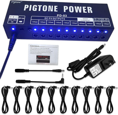 Guitar Effect Pedal Power Supply 10 Isolated DC Outputs Suitable for 9V/12V/18V 