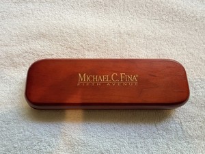 Michael C. Fina Fifth Avenue Wood & Gold Trim Pen Set In Wood Box Pre-owned