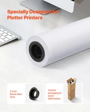 Wide Format Paper 24"x150' Plotter Roll, 2 Rolls, 20 LB Bond, 2" Core CAD