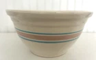 Vintage large McCoy Pottery USA 12" Ovenware Mixing Bowl pink & blue Stripe -VGC