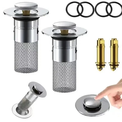 2 Pcs Bathroom Sink Stopper Hair Catcher Bathroom Pop Up Sink Drain Filter - Image 1 of 4