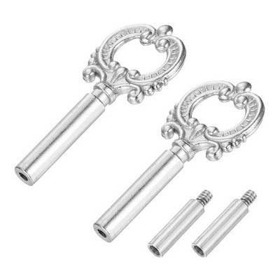 2Pcs Lamp Turn Knob On/Off Extension 51.5mm Length for Lamp Socket Silver