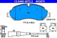 Ate Bremsbelagsatz Scheibenbremse 13.0460-3875.2 FüR Ford Transit Tourneo V363