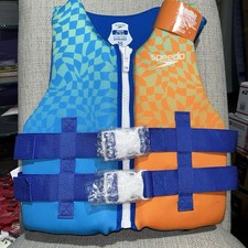Speedo Boys PFD Life Jacket Vest Type III 50-90 lbs Anti-Microbial Checkered