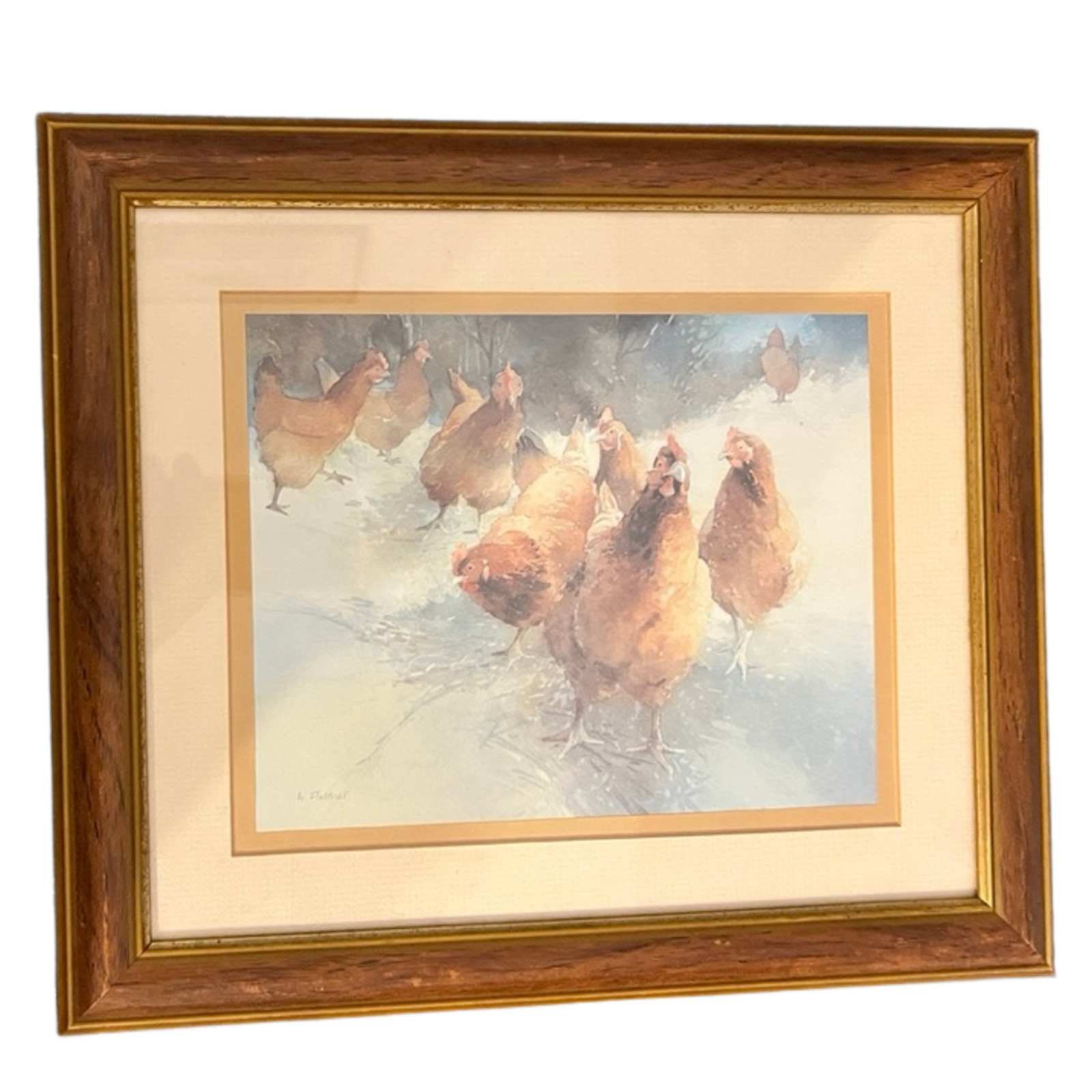 Vintage Adelene Fletcher Hen Party Framed Print Chicken Farmhouse Wall Art 30x34 image 10