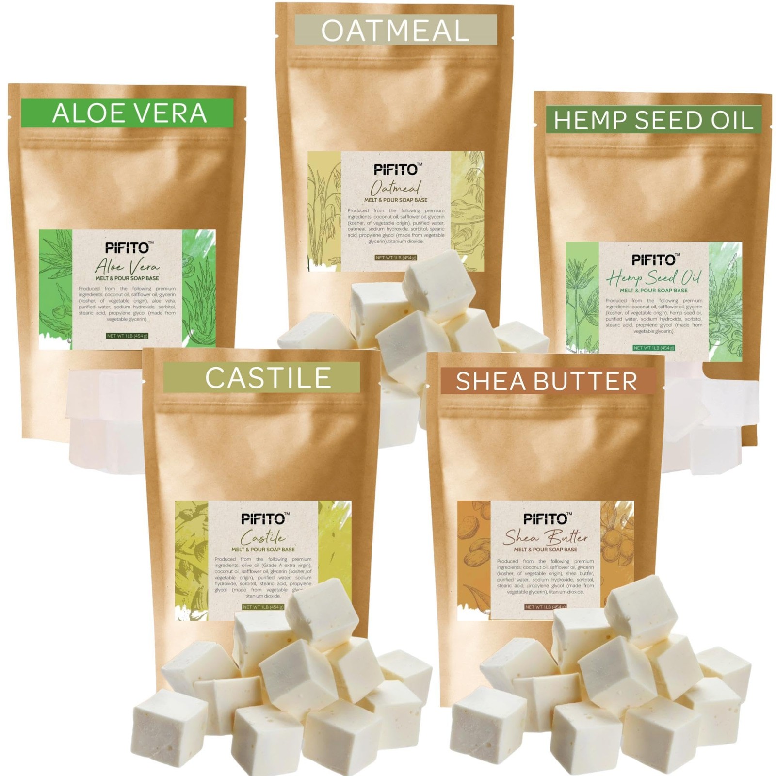 Pre-Cut Melt and Pour Soap Base Sampler (5 lbs) │ Cut-Up Pieces of Soap Base ...