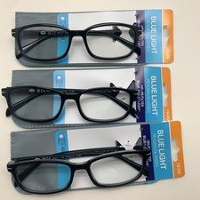 "3 PAIR" Blue Light Reading Glasses VLER 25 777 BLK 2.00 READERS FOSTER GRANT