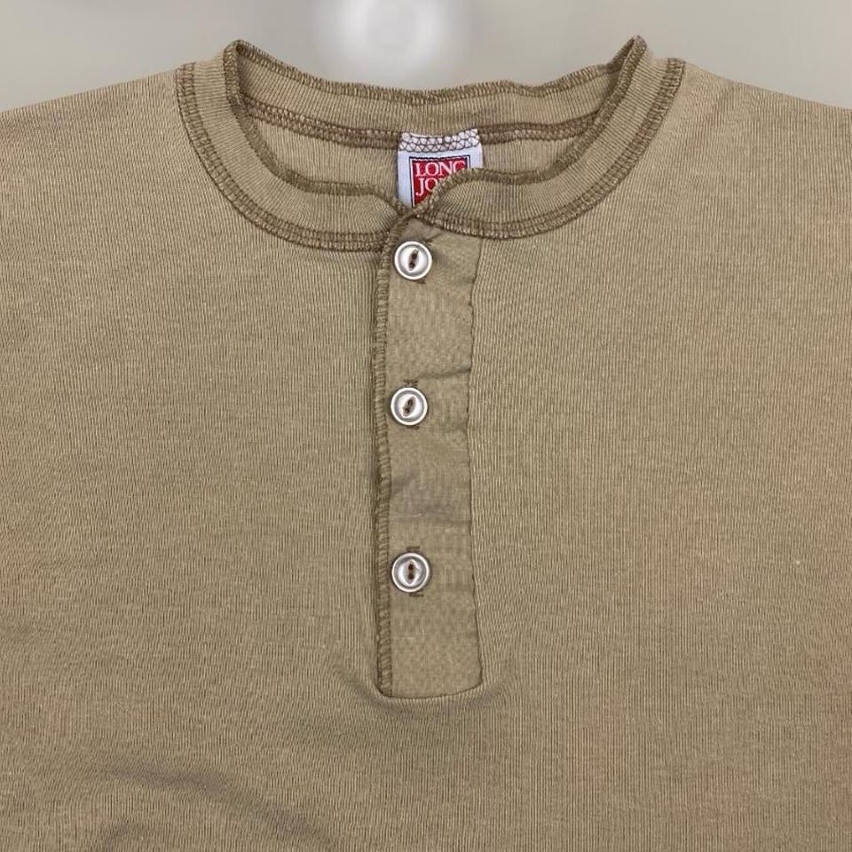 VTG 80s Long John's Classic Basic Solid Henley Th… - image 3