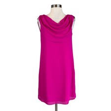 Vince Camuto Women's Cocktail Dress Size 4 Pink Chiffon Sleeveless Draped Shift