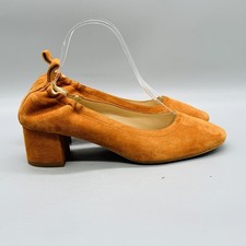 Everlane Shoes Women 7 Tan Suede Day Heel Block Pumps Round Toe Dress Slip On