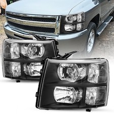 Black Headlights Headlamps For 2007-2013 Chevy Silverado 1500 2500 3500hd Lhrh