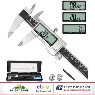 Digital Caliper Tool, 6 Inch Measuring Device with Large LCD Screen Display