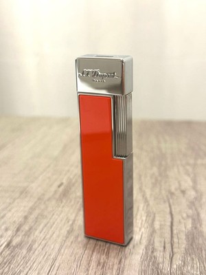Dupont Twiggy Lighter, Coral & Lacquer Chrome, Red, France