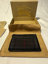 Burberry Men's Black Check Logo Card Holder Wallet Credit Card Feature