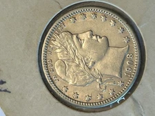 1908 D  Better Date Barber QUARTER Dollar –