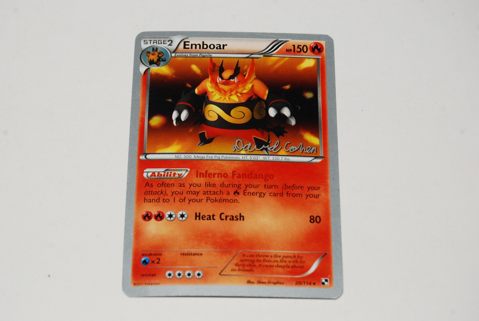 EMBOAR 20/114 Non-Holo 2011 World Championships Pokemon Card - LP
