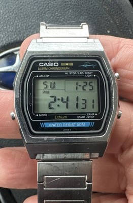 CASIO W-35 80s“CASIO Marlin”Blue Vintage Casio W-35 Marlin Vintage 1980s Quartz Watch 50m Water Resistant