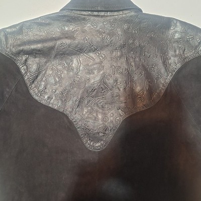Vintage Carlos Falchi Tooled Leather Western Shirt Made in Italy Designer Rare