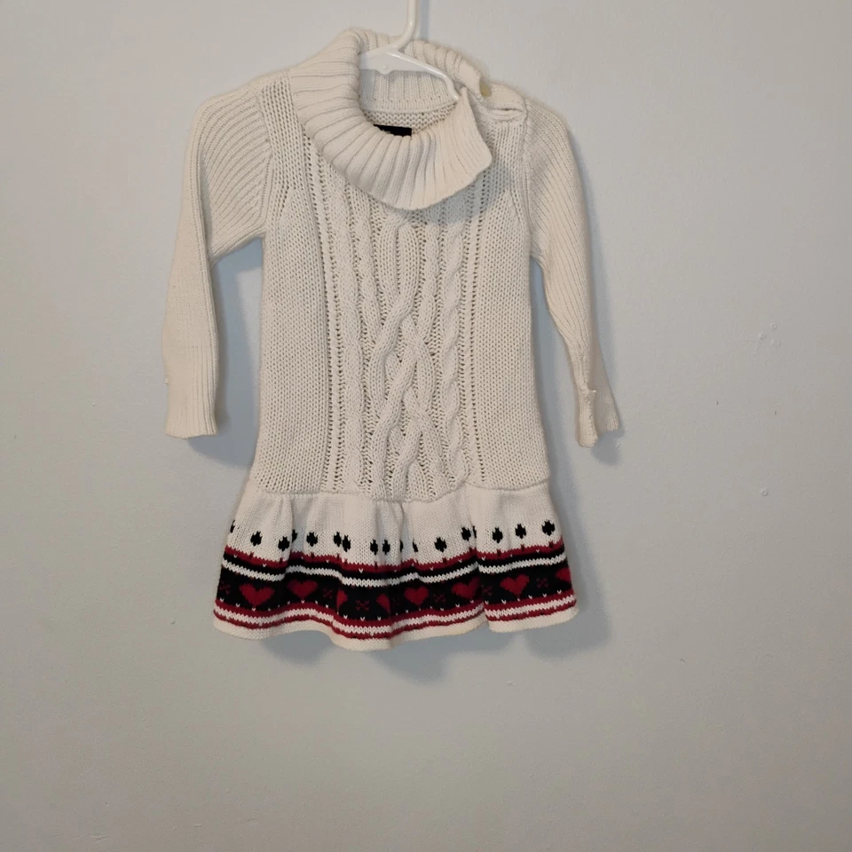 Bebé Niña Suéter Vestido Navidad San Valentín Vacaciones Cuello Alto 12-18 M  Foto 2 de 4