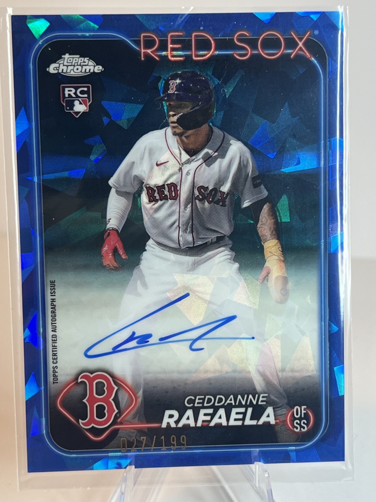 2024 Ceddanne Rafaela Topps Chrome Rookie Auto Blue Sapphire #USA-CR 27/199
