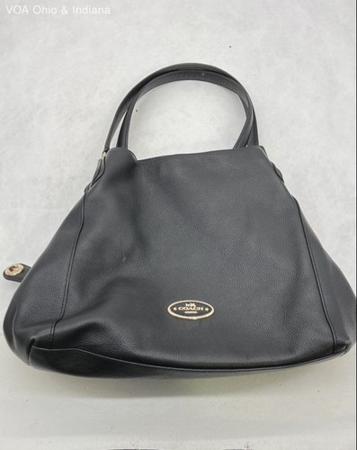 Coach Black Polished Pebble Leather Hobo Bag