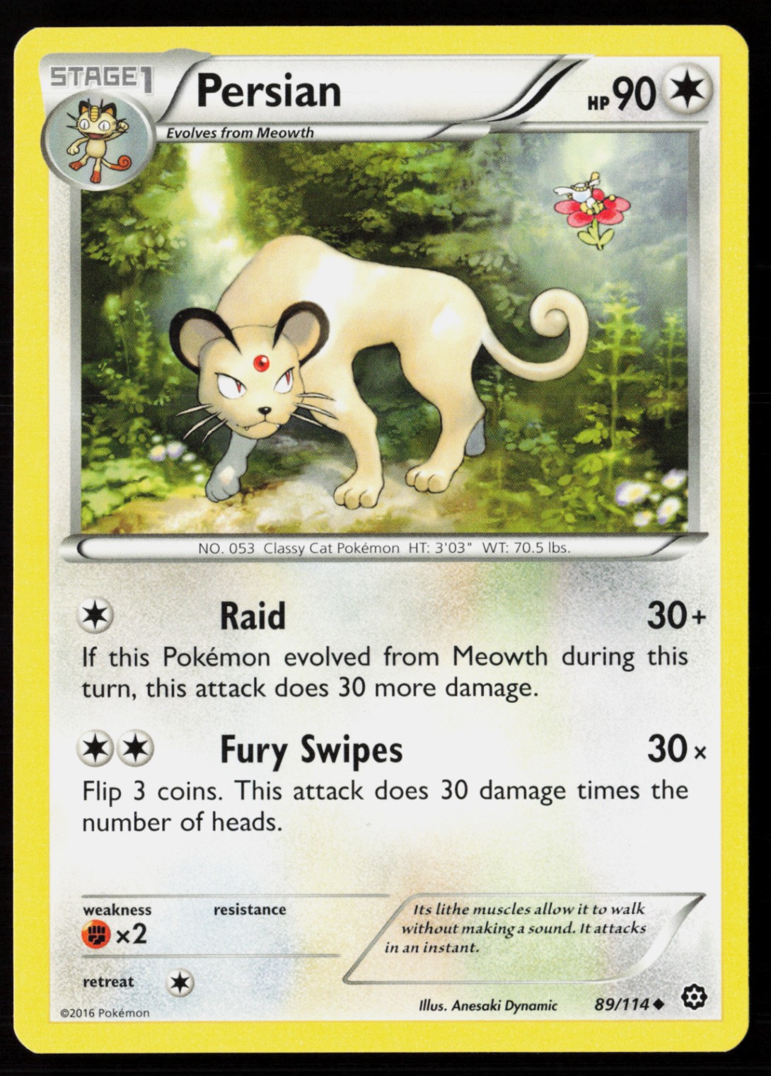Persian 89/114 Normal Pokemon TCG XY - Steam Siege LP