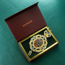 Pectoral Jesus Cross Necklace Color Zircons Crystals Orthodox Christian Priest