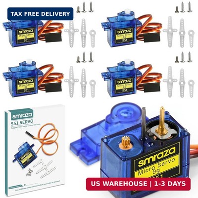 Smraza 4 Pcs SG90 9G Micro Servo Motor Kit (Metal Gear) for Arduino Projects, RC
