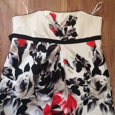 Rocha John Rocha Cream Floral Strapless Occasion Dress Size 20 - Free P&P