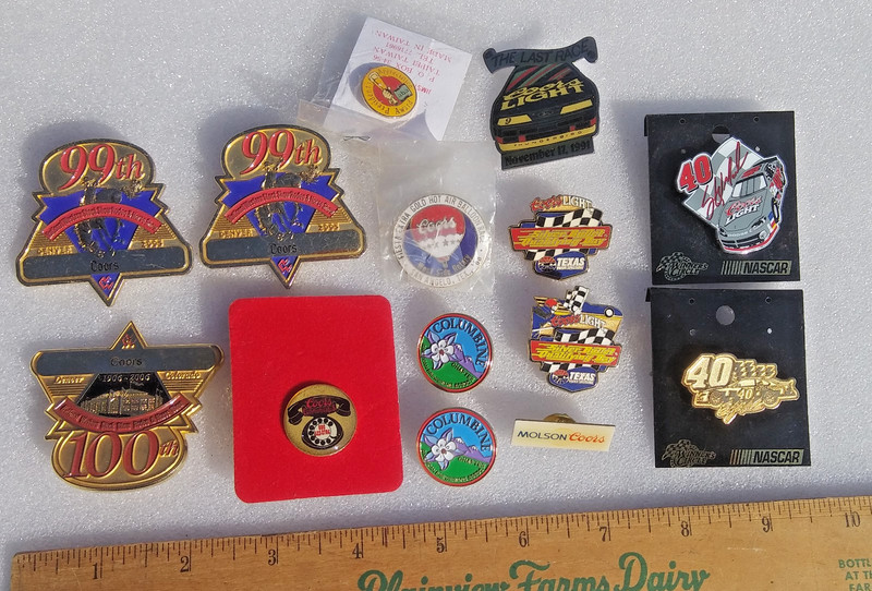 11 Coors Beer Pins Mostly 1990s Nascar Columbine 3ABA Denver Stock Shows