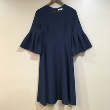 Misslook Bell Sleeve Midi Fit Flare Dress Womens 4 Navy Mod Whimsigoth Witchy