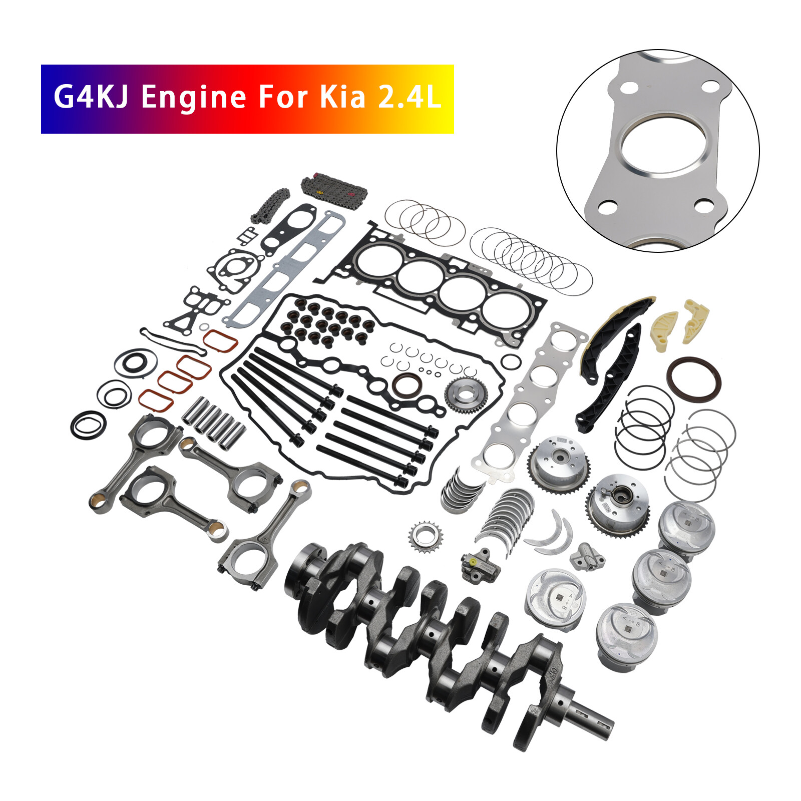 G4KJ Engine Overhaul Rebuild Kit with Crankshaft Rods Timing Kit for Kia 2.4L