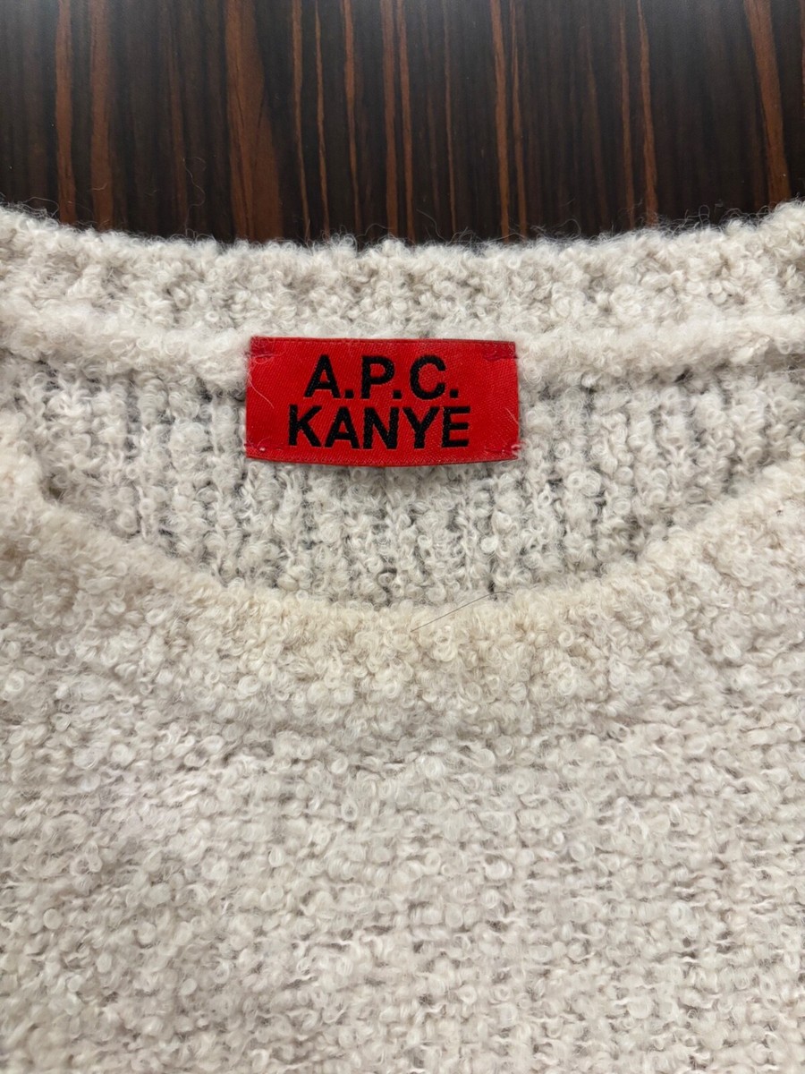 APC x KANYE cream ivory airport crewneck men's sweater size M | eBay