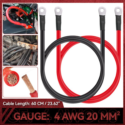 Satz 4 AWG Gauge 20mm 2Batterie Kabel Wechselrichter Litzenkabel Ringösen M8 8mm